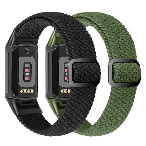 VNDAPT Elastic Braided Bands Compatible with Fitbit Charge 5/Fitbit Charge 6 for Women Men, Breathable Adjustable Stretchy Nylon Loop Sport Replacement Wristbands for Fitbit Charge 6 Charge 5 Straps thumbnail 2