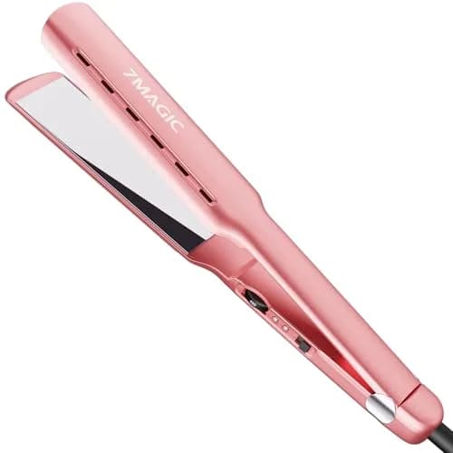 7MAGIC Nano Titanium 1.7" Flat Iron Hair Straightener for Thick Hair, Pink | Fast Styling & Damp-to-Dry Hair thumbnail 1
