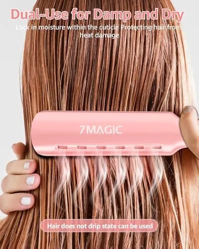 7MAGIC Nano Titanium 1.7" Flat Iron Hair Straightener for Thick Hair, Pink | Fast Styling & Damp-to-Dry Hair thumbnail 6