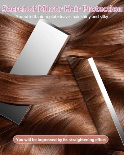 7MAGIC Nano Titanium 1.7" Flat Iron Hair Straightener for Thick Hair, Pink | Fast Styling & Damp-to-Dry Hair thumbnail 8