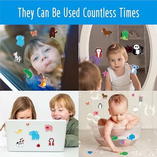 Hebayy Animal Jelly Stickers 31pcs | Reusable Thick Window Clings for Kids & Adults thumbnail 4
