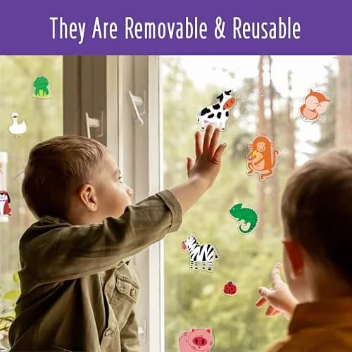 Hebayy Animal Jelly Stickers 31pcs | Reusable Thick Window Clings for Kids & Adults thumbnail 6