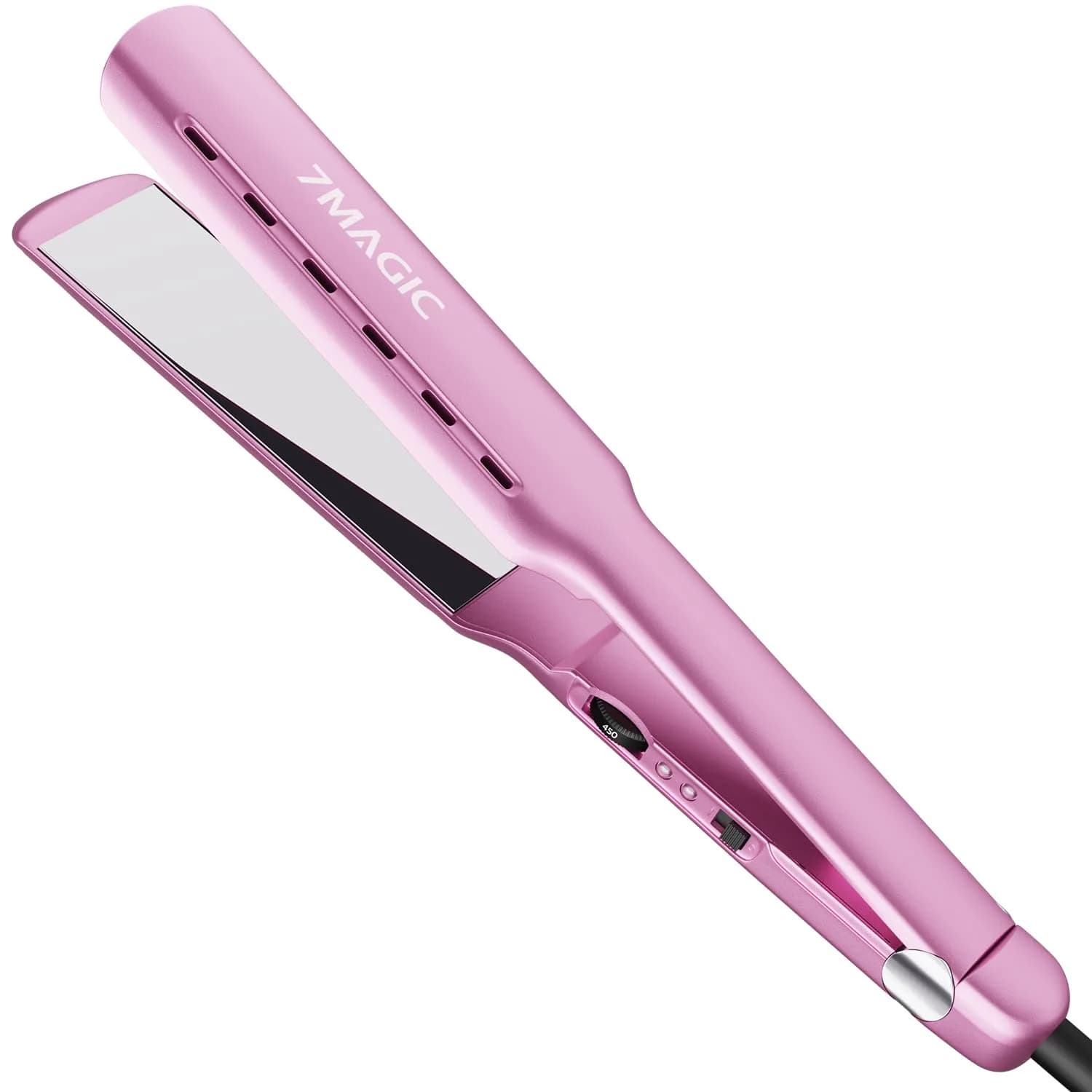 7MAGIC Nano Titanium 1.7" Flat Iron Hair Straightener for Thick Hair, Pink | Fast Styling & Damp-to-Dry Hair — Purple