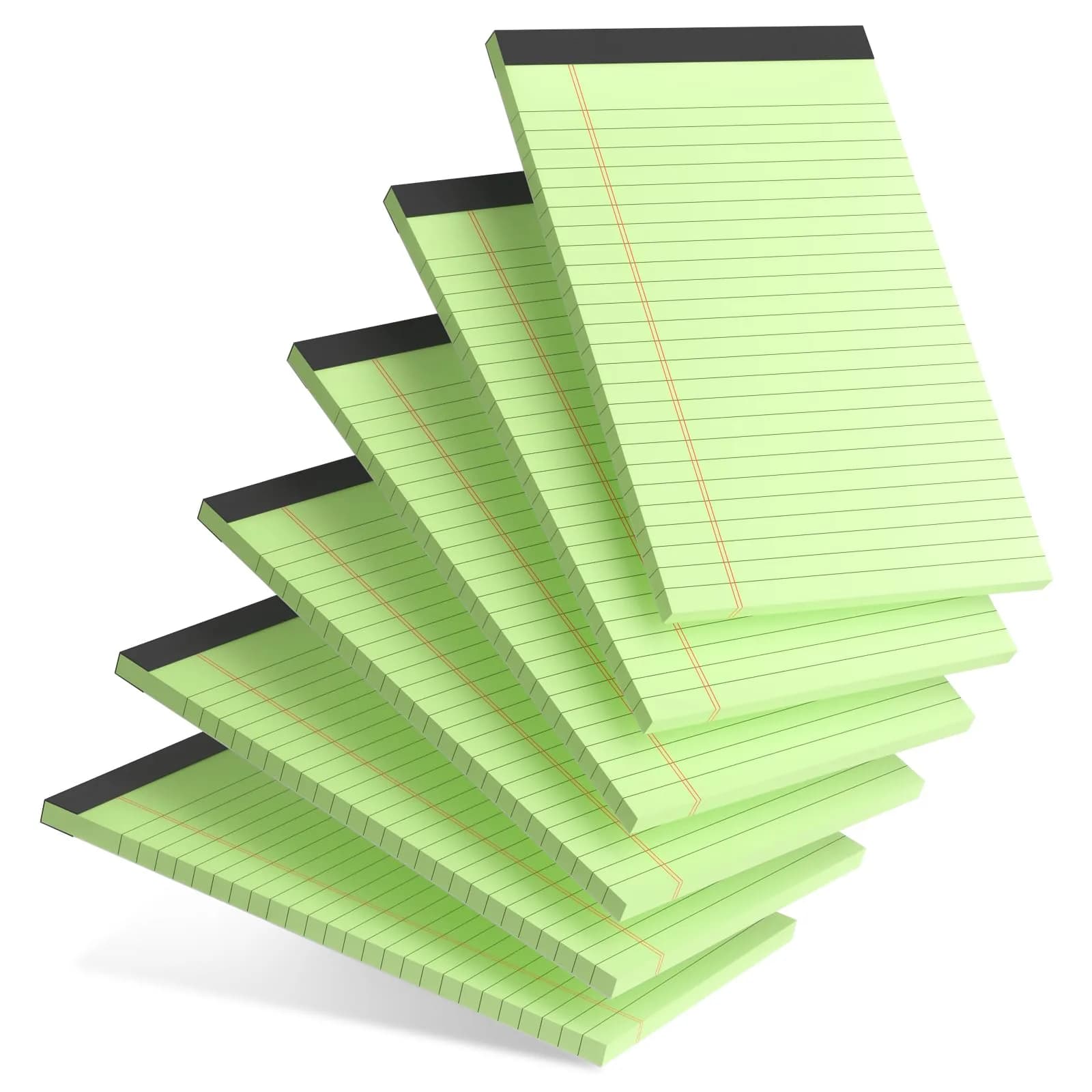 AILZFEI Green 6pcs Note Pad 12.7cm x 20.3cm (5"x8") | College Ruled Paper with Perforated Edges
