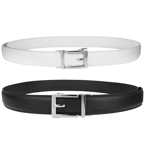 Gelante Ratchet Belt for Men, Genuine Leather 1.3'' Adjustable Trim to Fit Dress Belt (2-Pack, Purple/White) thumbnail 3