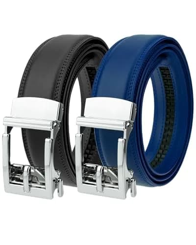 Gelante Ratchet Belt for men, Leather 1.3'' Adjustable Trim to Fit Dress Belt Black Royal | Precise Fit & Removable Buckle thumbnail 1
