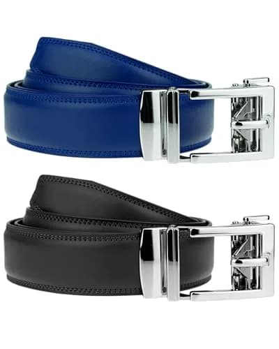 Gelante Ratchet Belt for men, Leather 1.3'' Adjustable Trim to Fit Dress Belt Black Royal | Precise Fit & Removable Buckle thumbnail 2