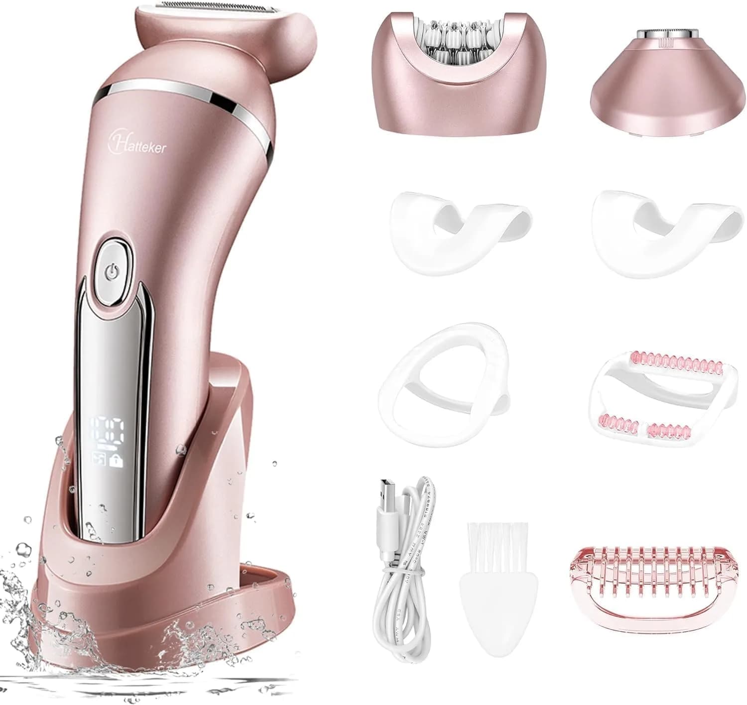 Hatteker 3-in-1 Lady Shaver & Epilator Kit 100 Min Runtime | Painless Waterproof USB Rechargeable - main product image