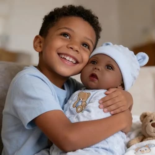 Milidool Black Reborn Baby Doll Aiden 46 cm (18 Inch) | Realistic African American Newborn Boy Doll with Bear Clothes Gift Set thumbnail 4