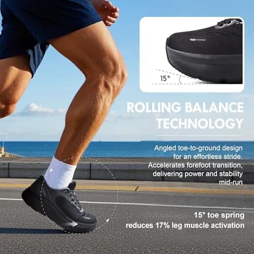 JACKSHIBO Wide Toe Box Shoes for Men Black | Zero Drop, Arch Support, Thick Cushioned Road Running Sneakers (US Men's 11 Wide) thumbnail 6