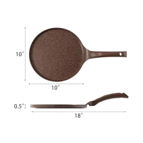 SENSARTE 10 Inch (25 cm) Nonstick Crepe Pan Granite Coating Pancake Pan Brown | Induction Compatible Dosa Tawa Griddle thumbnail 6