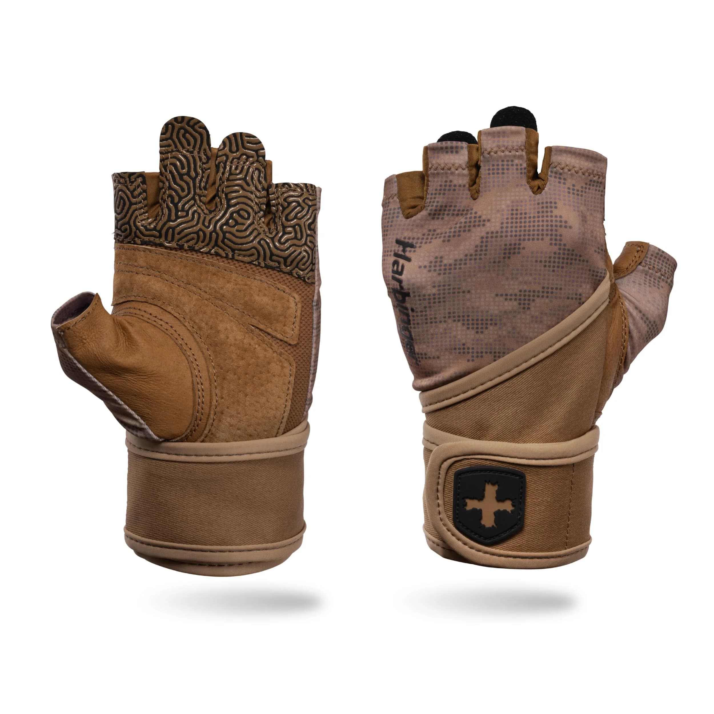 Harbinger Pro Wristwrap Gloves 3.0 - Enhanced Grip, Superior Wrist Support, Breathable Lycra, Leather Palm, Half-Finger Design, Large | Weightlifting & Gym Accessory
