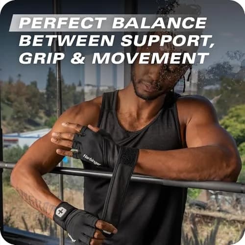 Harbinger Pro Wristwrap Gloves 3.0 - Enhanced Grip, Superior Wrist Support, Breathable Lycra, Leather Palm, Half-Finger Design, Large | Weightlifting & Gym Accessory thumbnail 7