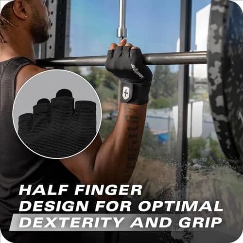 Harbinger Pro Wristwrap Gloves 3.0 - Medium | Enhanced Grip & Wrist Support for Weightlifting thumbnail 3