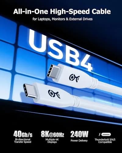 Cable Matters 40Gbps USB4 Cable, Thunderbolt 4/5 Compatible, 0.8m (2.6ft) | 240W PD, 8K Video, 40Gbps Data Transfer thumbnail 2