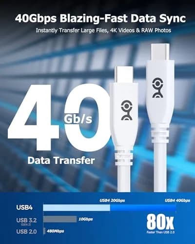 Cable Matters 40Gbps USB4 Cable, Thunderbolt 4/5 Compatible, 0.8m (2.6ft) | 240W PD, 8K Video, 40Gbps Data Transfer thumbnail 3