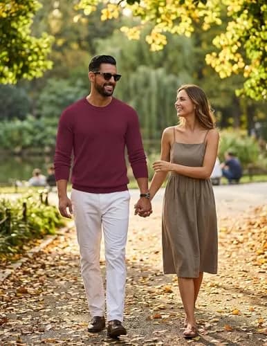 COOFANDY Mens Crew Neck Sweater Long Sleeve Lightweight Knit Pullover | Slim Fit, Soft & Warm in India thumbnail 4