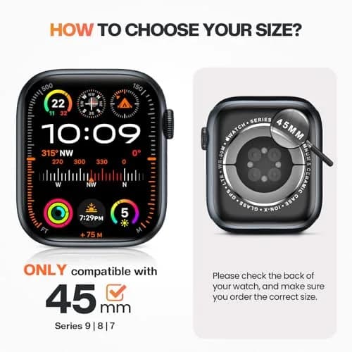 Goton Ultra-Look Metal Case for Apple Watch Series 9/8/7 45mm | Aluminum Alloy Bumper with Ceramic Back thumbnail 2