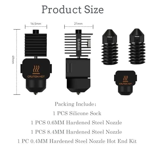LANKEGU Upgrade Hotend Kit for Bambu Lab A1 Mini 3D Printer | 0.4/0.6/0.8mm Hardened Steel Nozzle & Silicone Sock thumbnail 2