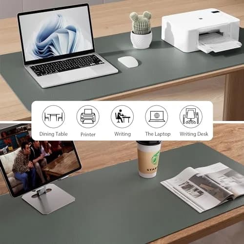 Aothia Jungle Green Desk Pad Protector 122cm x 43cm (48"x17") | Smooth PU Leather for Office & Home thumbnail 5