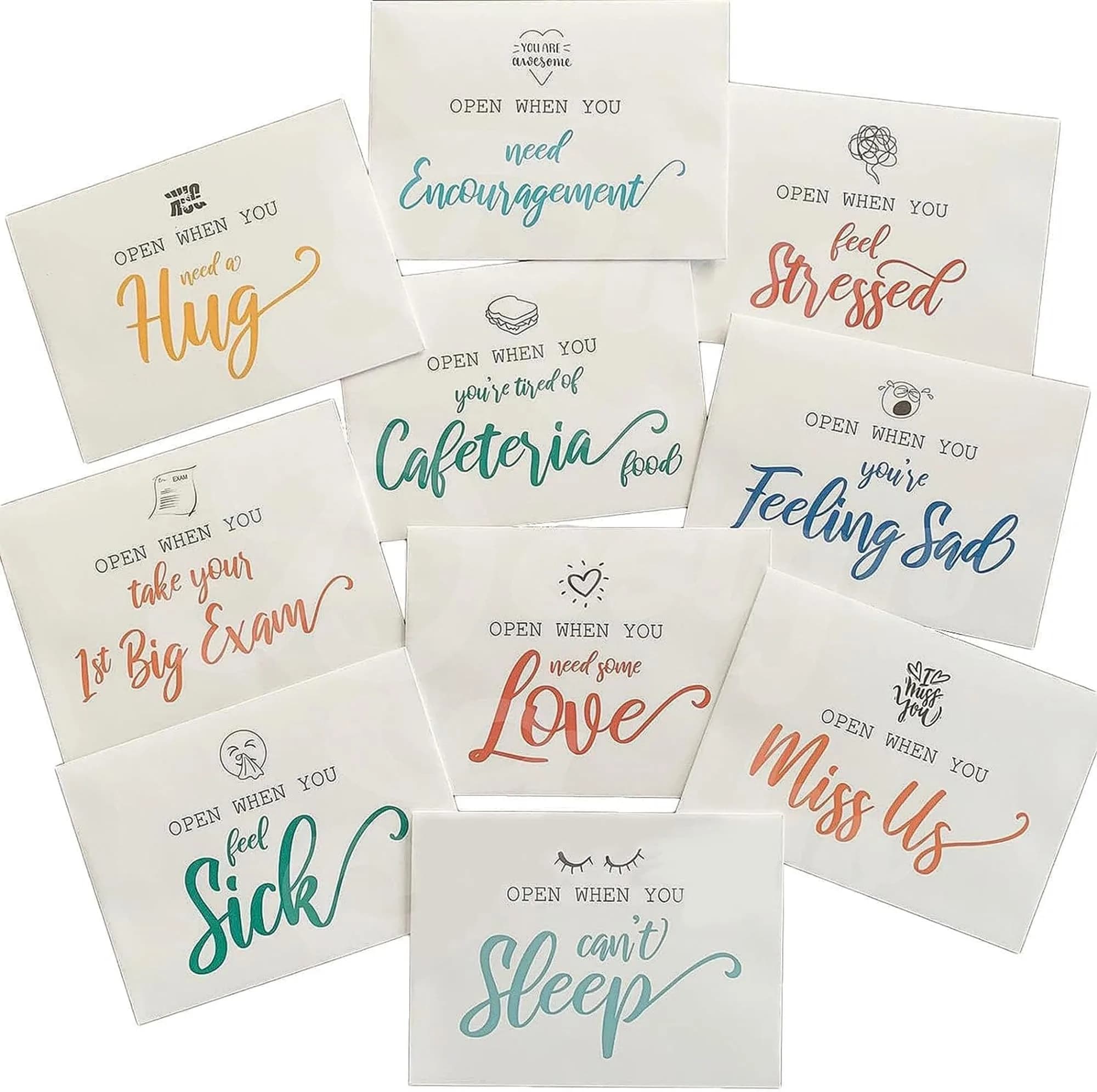 Grurun Open When Envelopes Kit 16pcs (4.8 x 6.8 inches) | College Student Long Distance Relationship Gift — 16PCs
