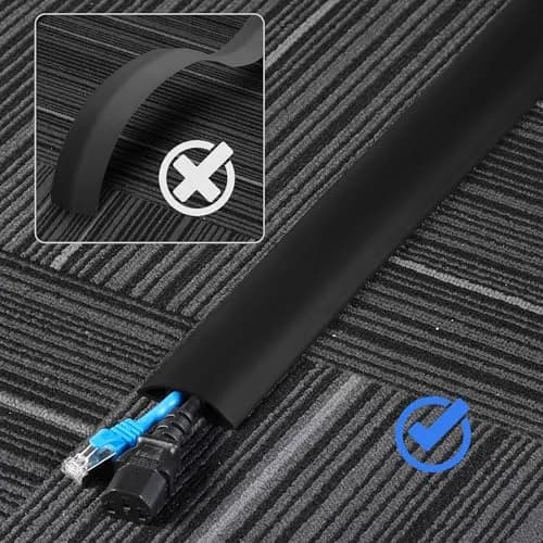 ZhiYo Floor Cord Cover 4ft (1.22m) Black | Hides 1-2 Cables, Prevents Tripping Hazards thumbnail 4
