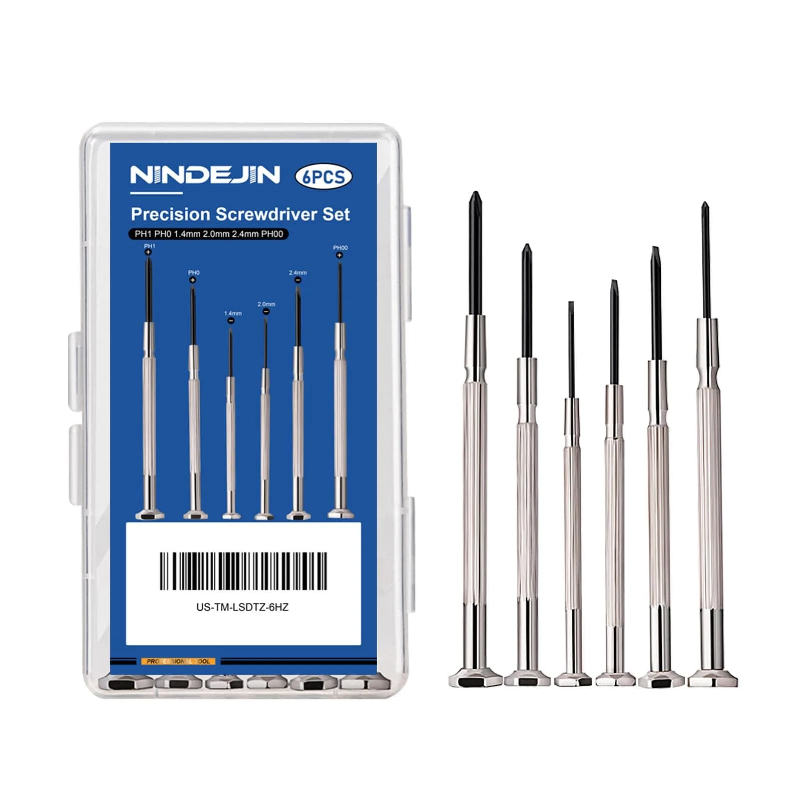 NINDEJIN 6PCS Precision Screwdriver Set, Flathead & Phillips, Chrome Vanadium Steel, Micro & Standard Sizes - main product image