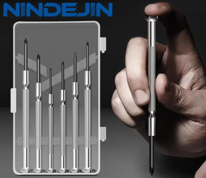NINDEJIN 6PCS Precision Screwdriver Set, Flathead & Phillips, Chrome Vanadium Steel, Micro & Standard Sizes thumbnail 9