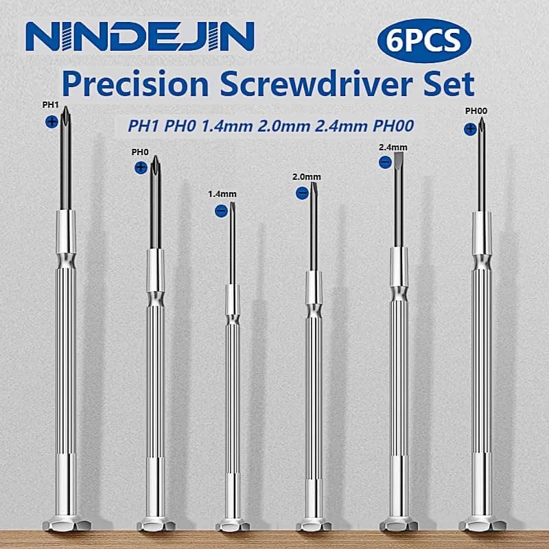 NINDEJIN 6PCS Precision Screwdriver Set, Flathead & Phillips, Chrome Vanadium Steel, Micro & Standard Sizes thumbnail 3