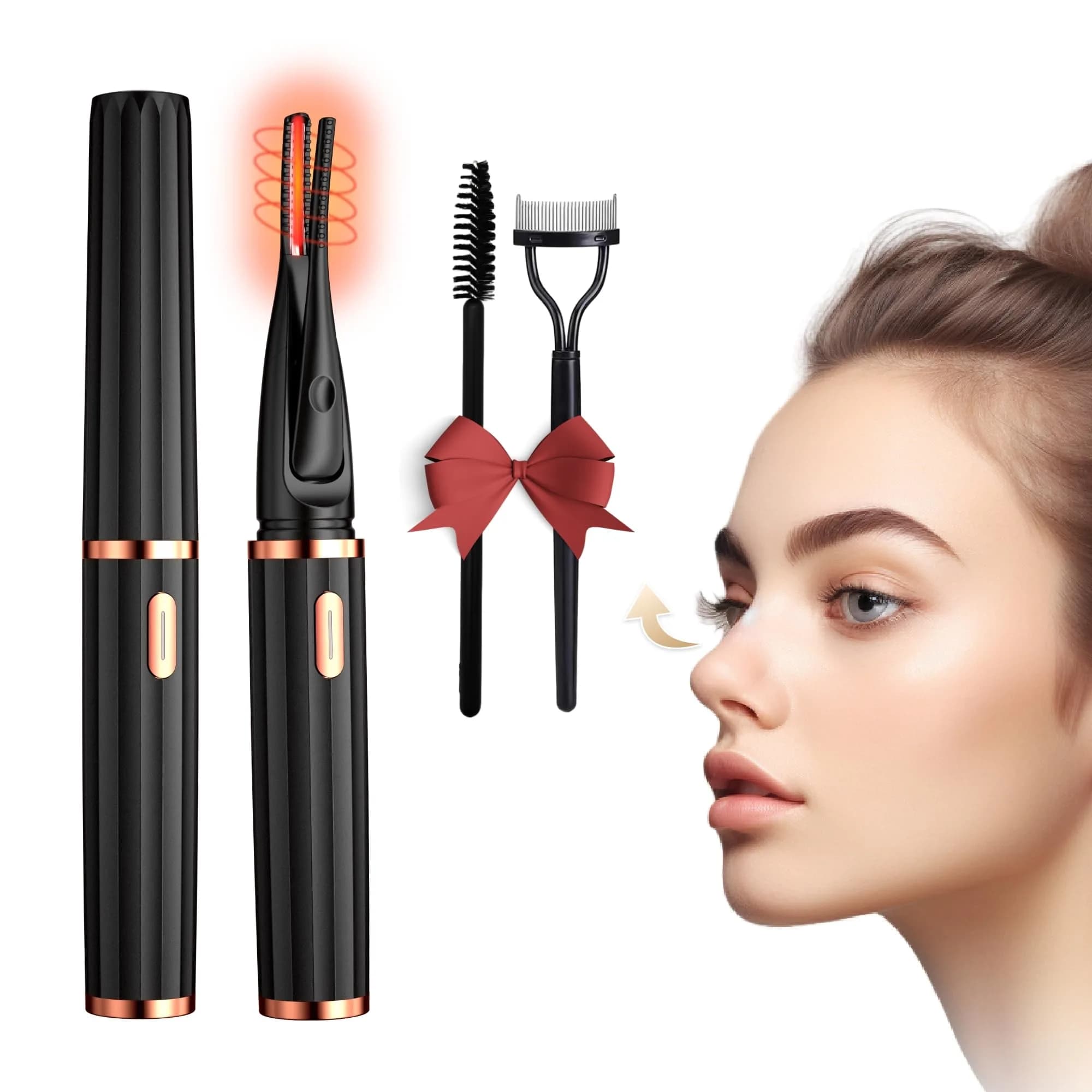 MGKO Heated Eyelash Curler M-xz2 Black | Natural Curling 24 Hours Long Lasting