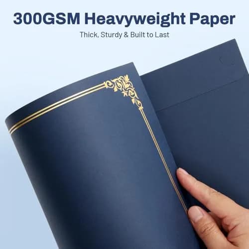 SUNEE Navy Blue Diploma Holders with Gold Foil Border | 100 Pack Letter Size 8.5 x 11 Certificate Covers thumbnail 3