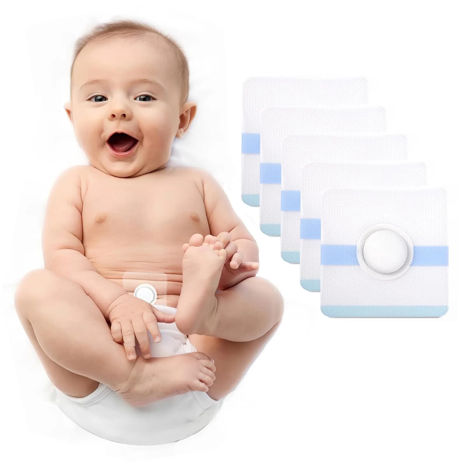 ENLUNTRA Belly Button Shaper with Waterproof Cotton Pads 8×8cm | Infant Navel Support for Baby's Comfort - main product image
