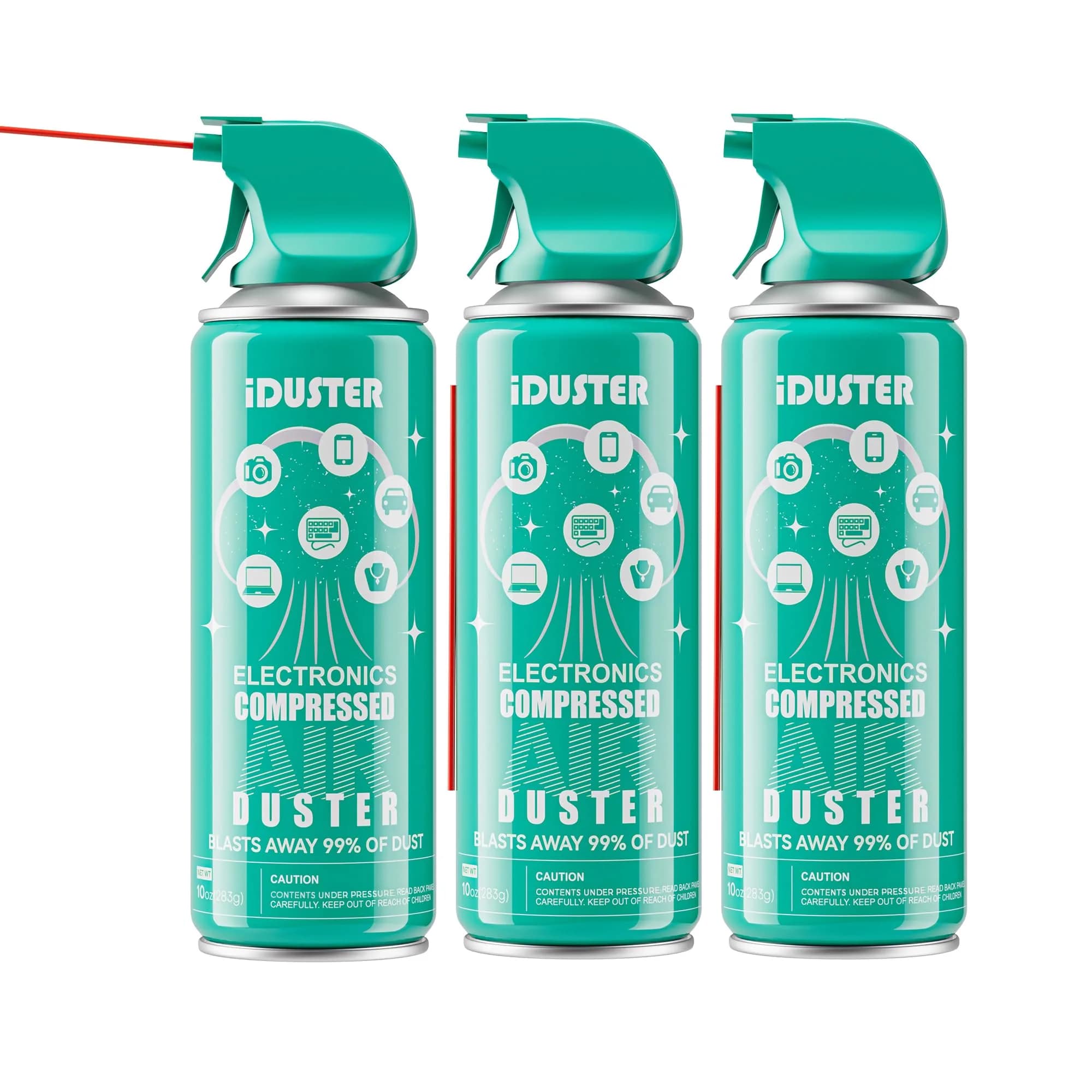 iDuster Compressed Air Duster Spray 10oz (295ml) 3-Pack | Powerful Electronics Cleaning — 3-Pack