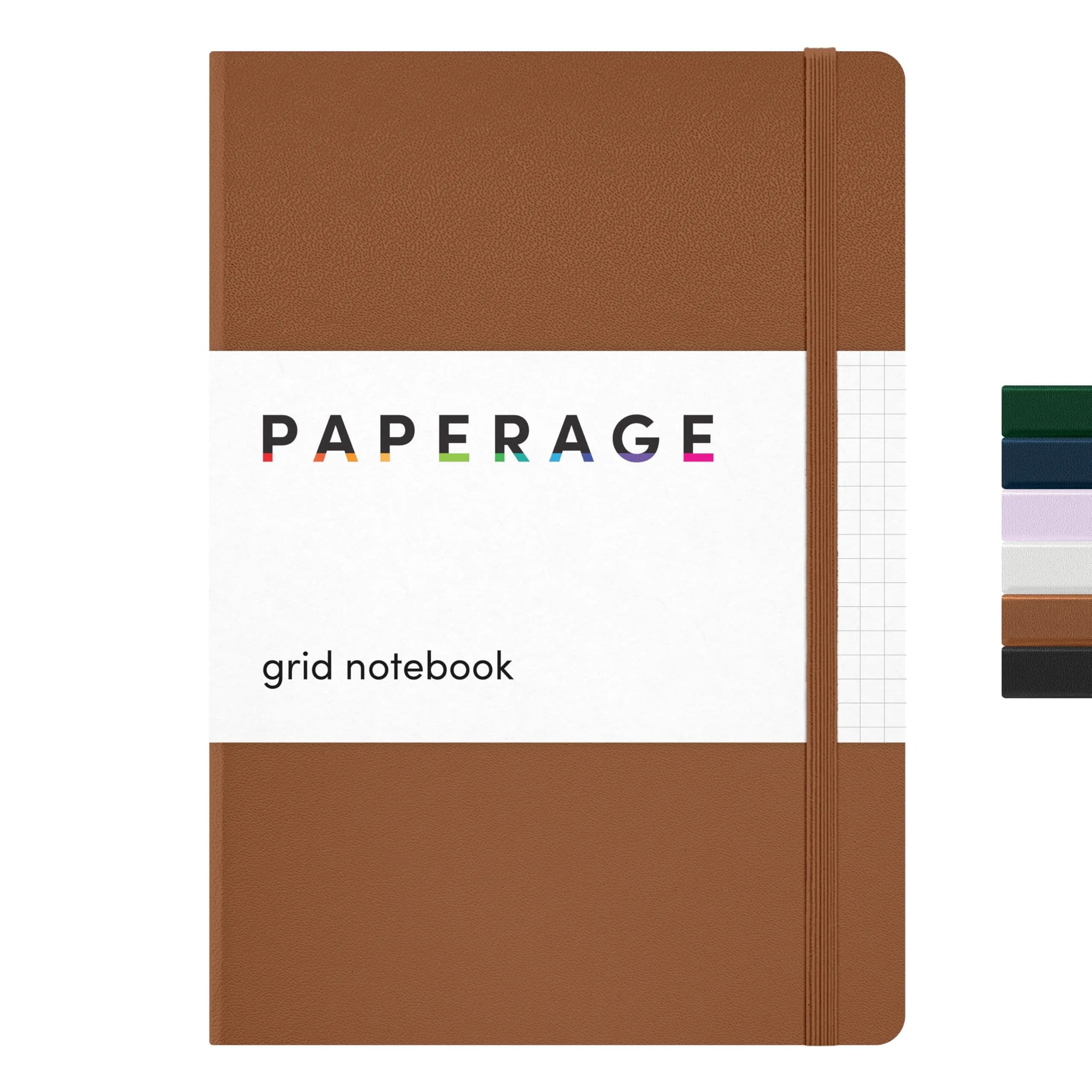 PAPERAGE Graph Paper Journal Notebook, Cognac, 160 Pages, 14.4cm x 20.3cm (5.6 in x 8 in) | 100 GSM Thick Paper for Work or School
