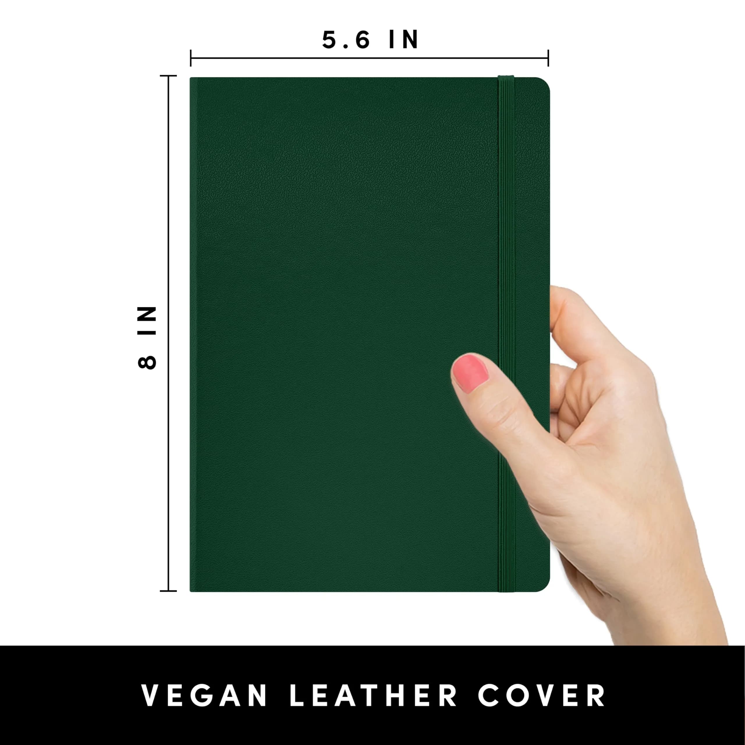 PAPERAGE Lined Journal Notebook Dark Green 252 Pages (5.6 in x 8 in) | Acid-Free Paper for Smooth Writing