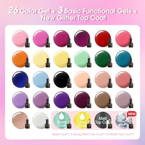 ROSALIND 30pcs Gel Nail Polish Set with Base and Gel Top Coat, 5.1 fl oz (156ml) | Professional Salon Quality for DIY Manicures thumbnail 3