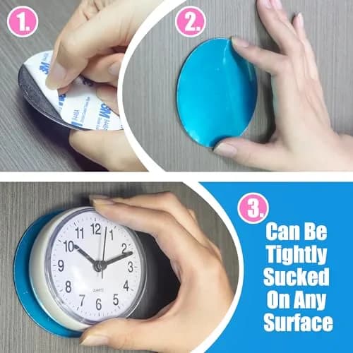 Betus Waterproof Bathroom Shower Clock with Large Suction Cup - Silent, Water Proof, Battery Operated Wall Clock for Toilet, Kitchen, Bedroom (White, 2-Pack) thumbnail 4