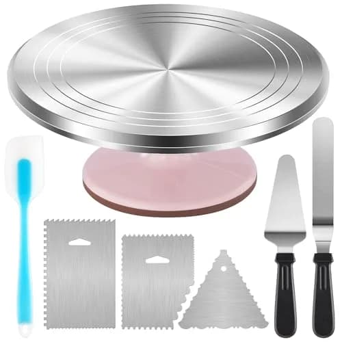 Kootek 12" Aluminum Cake Turntable Set for Decorating | Durable & Smooth Rotation thumbnail 1
