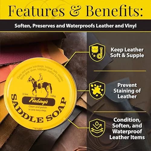 Fiebing's Yellow Saddle Soap 3.5 oz (12 Pack, 42 oz Total) | Leather Cleaner & Conditioner for Car Seats, Couches, Shoes, Purses thumbnail 4