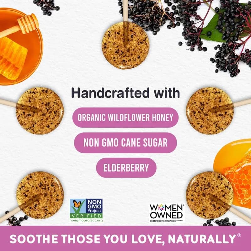 MommaBear Organic Kids Cough Lollipops 5pc | Natural Sore Throat Relief & Cough Drop for Kids 3+ thumbnail 2