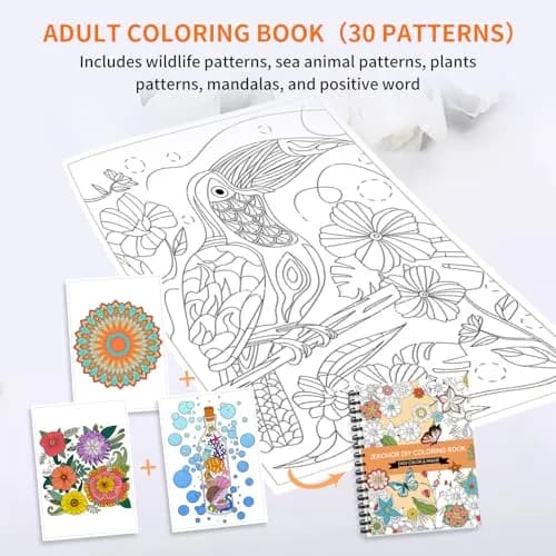 Jekohor Adult Coloring Book Set, 36 Markers, 30 Patterns | Vibrant Art Supplies for Relaxation & Creativity thumbnail 4