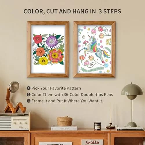 Jekohor Adult Coloring Book Set, 36 Markers, 30 Patterns | Vibrant Art Supplies for Relaxation & Creativity thumbnail 6
