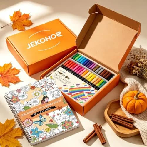 Jekohor Adult Coloring Book Set, 36 Markers, 30 Patterns | Vibrant Art Supplies for Relaxation & Creativity thumbnail 2