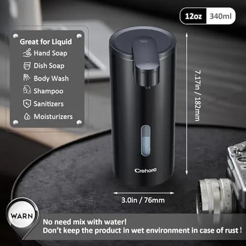 Crehora Automatic Soap Dispenser Touchless, 340ml | Hygienic, Waterproof & Adjustable Volume thumbnail 4