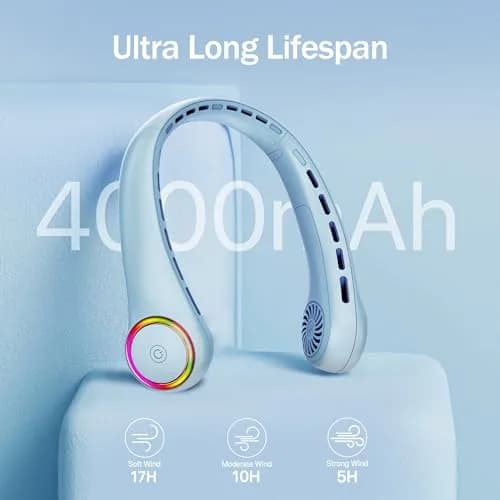 GULAKI Portable Neck Fan with 4000mAh Battery | Hands-Free Cooling for Summer thumbnail 3
