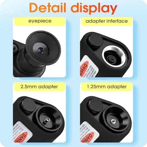 BAOSHLA 4-Pack Fiber Optic Microscope 400X | Portable Inspection Tool with 2.5mm & 1.25mm Adapters thumbnail 5