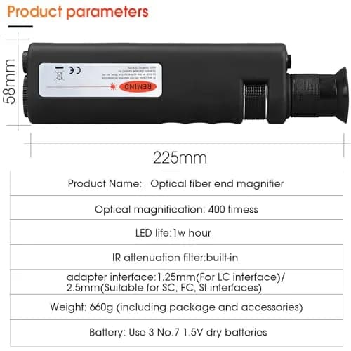 BAOSHLA 4-Pack Fiber Optic Microscope 400X | Portable Inspection Tool with 2.5mm & 1.25mm Adapters thumbnail 6