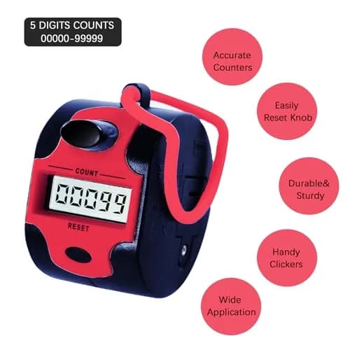 TESEAS Handy Counter Click Manual Digital Clicker 5-Digit Display 99999 Count | Track Lap, People, Golf, Stitch thumbnail 2