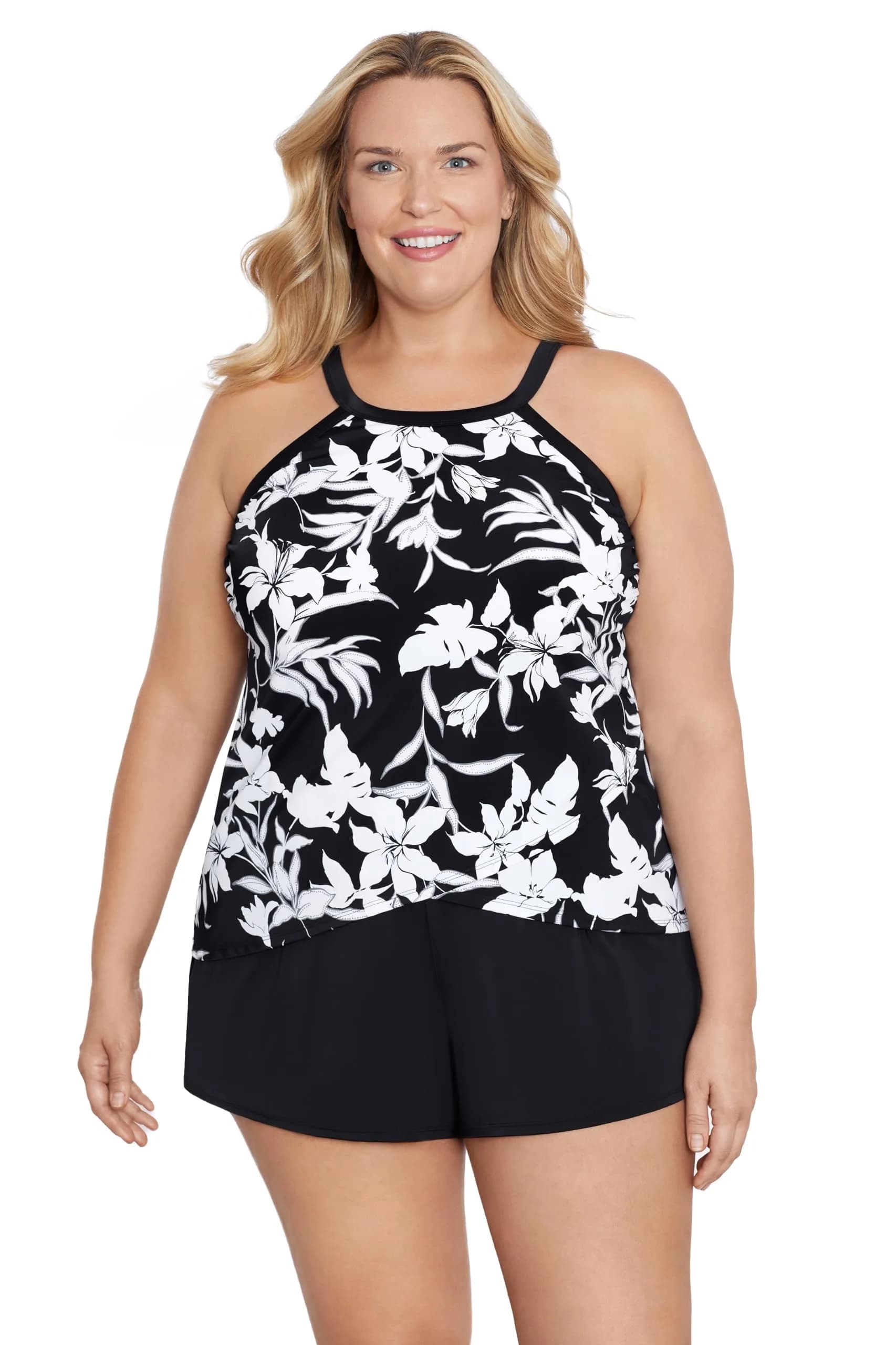 ShapeSolver Women's High Neck Tankini Top, Nightshade | Flattering Support & Tummy Control (70-120 chars)