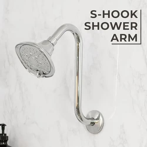 JS Jackson Supplies 10.5 Inch S-Shaped Shower Arm Extension with Flange | Chrome Finish thumbnail 2